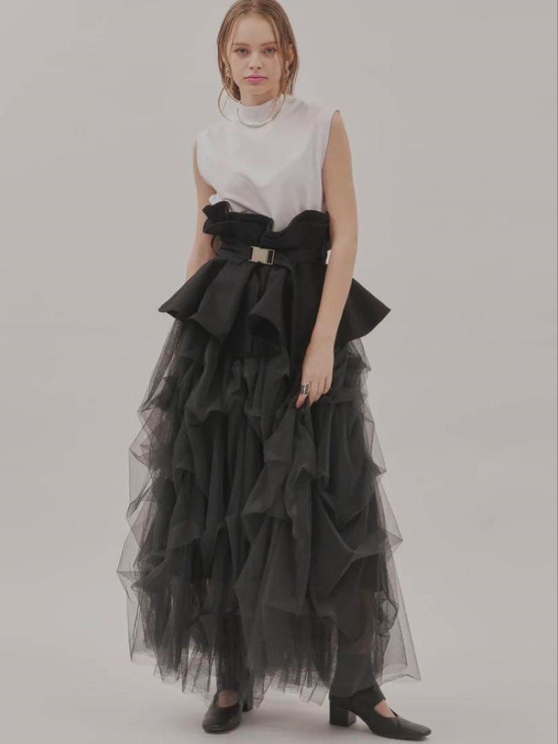 【新品】LA BELLE ETUDE／サークルフレアボリュームベルト ブラック