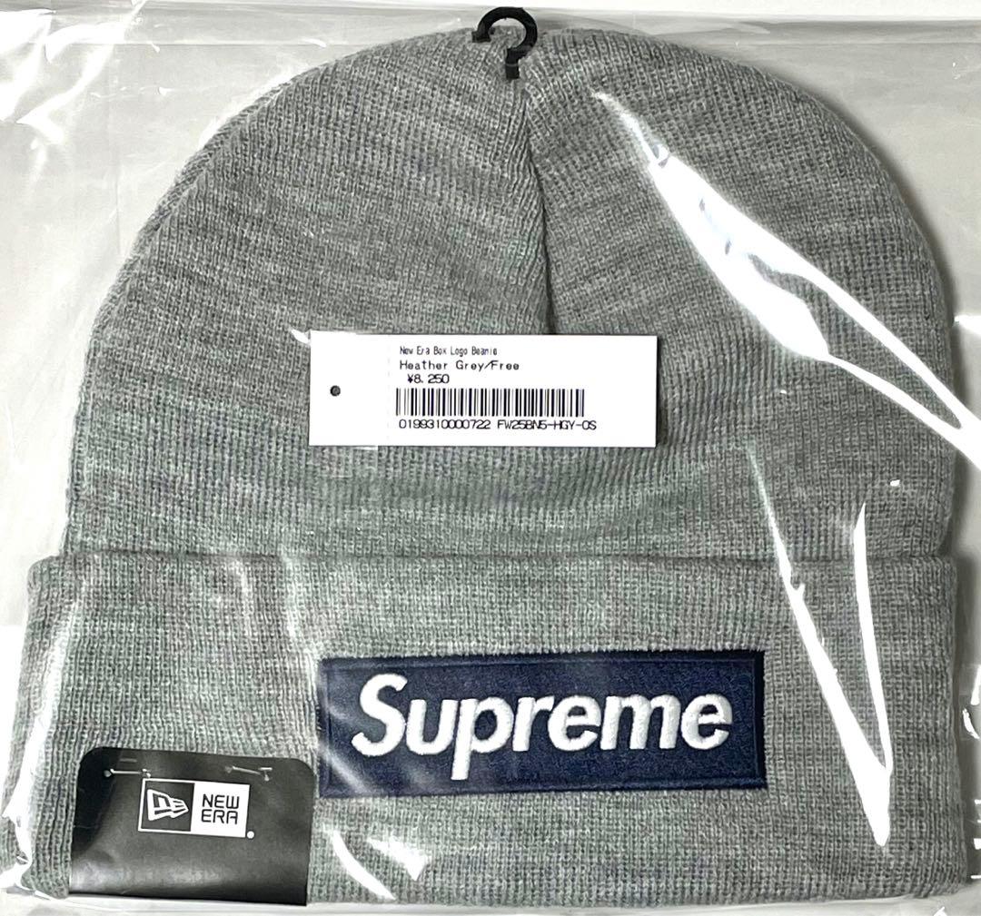 新品 Supreme New Era Box Logo Beanie gray