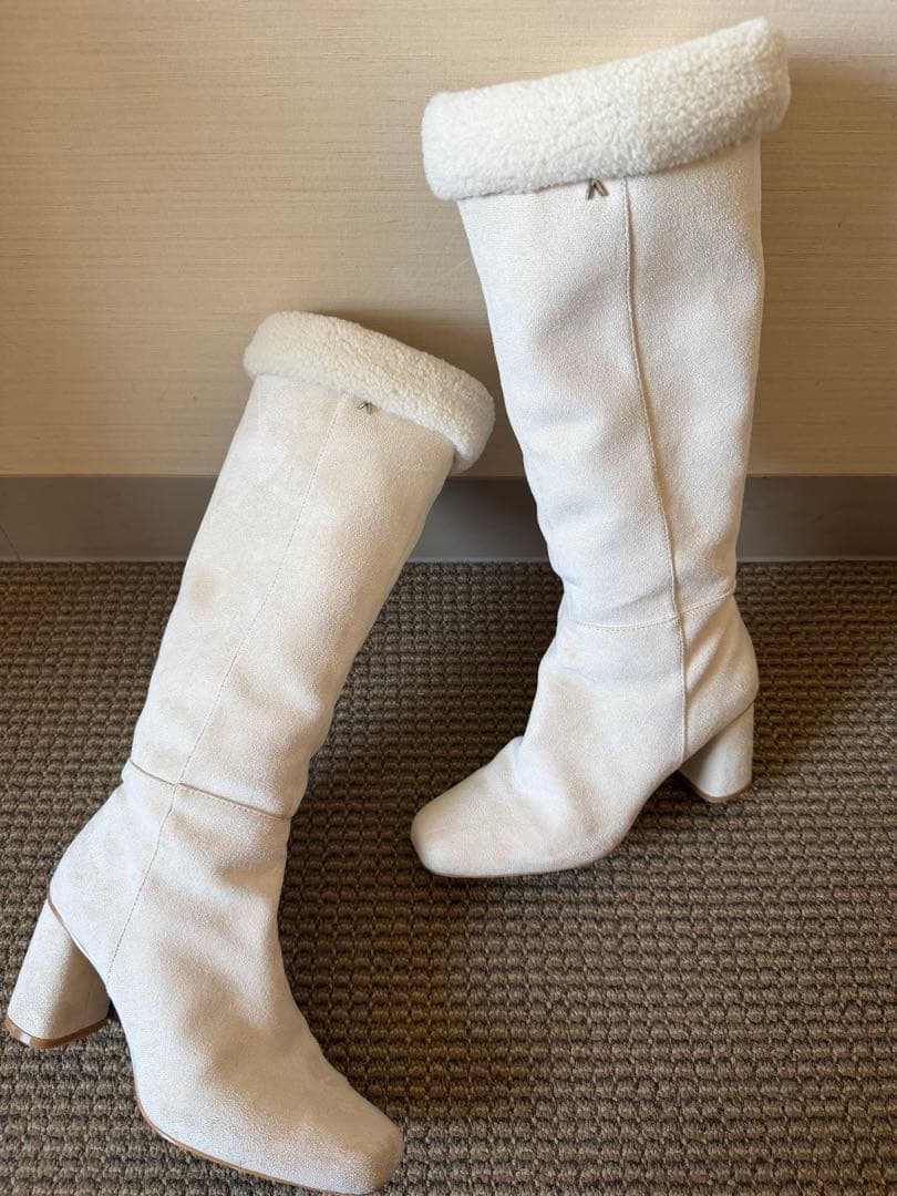 靴 andmary Sophy boa boots ivory 37
