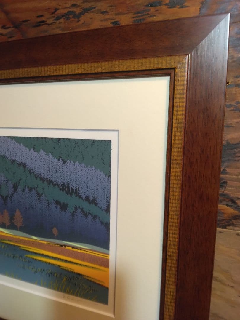 シルクスクリーン　版画　小暮真望「錦織の調べ」　限定500部 直筆サイン　裏書