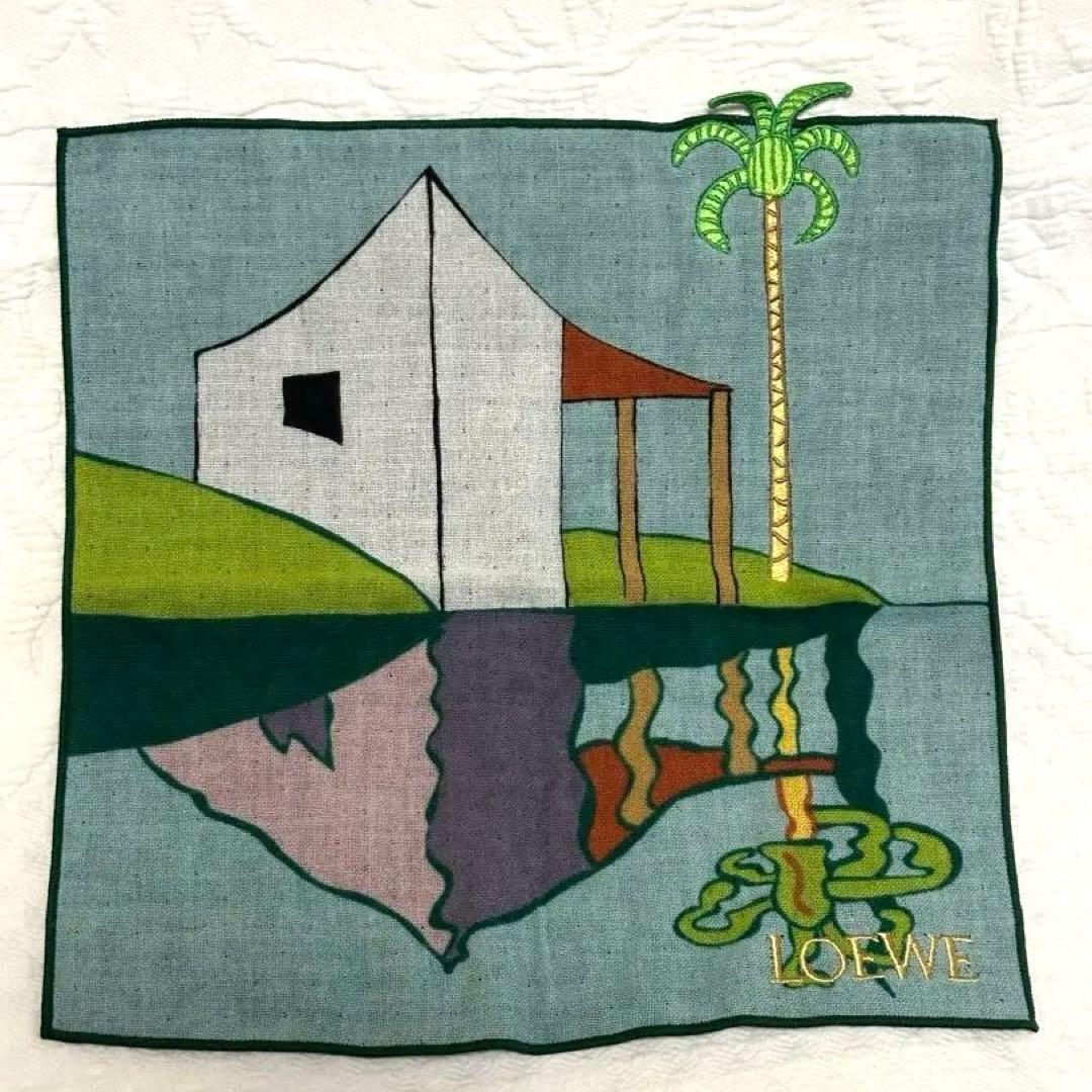 ロエベLOEWEクラフテッドワールド展限定ハンドタオル1枚パームツリー柄