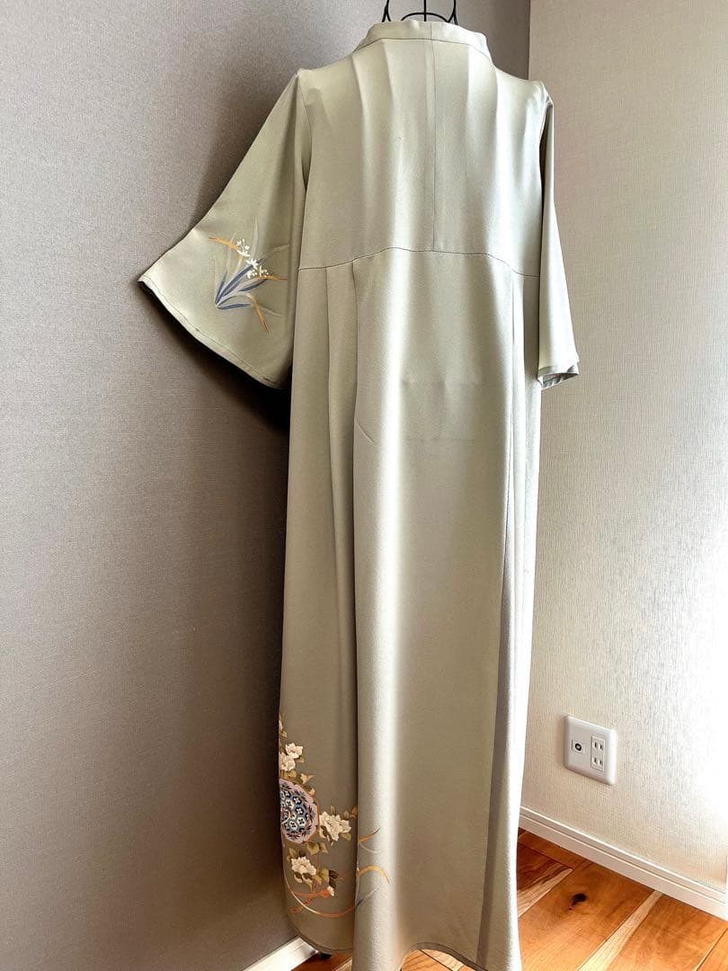 455 着物リメイクロングワンピース　付け下げ