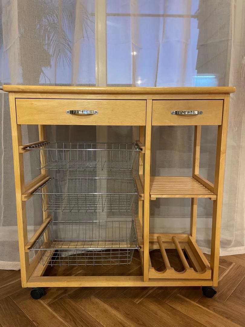 キャトルセゾン キッチンワゴン 木製 キャスター付き