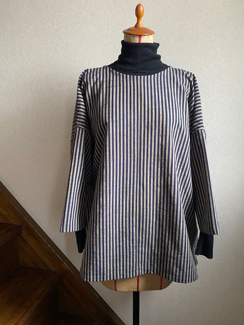 会津木綿　ハンドメイド　ブラウスNo.170