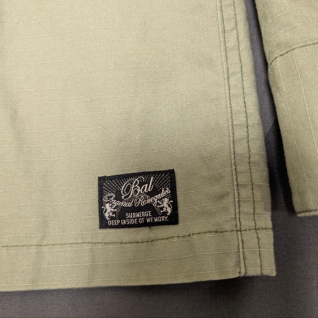 【希少】BAL バル 刺繍 ミリタリーシャツ リップストップ カモフラ 切替 L