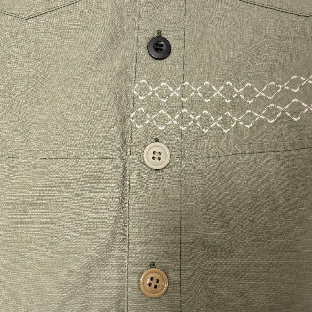 【希少】BAL バル 刺繍 ミリタリーシャツ リップストップ カモフラ 切替 L
