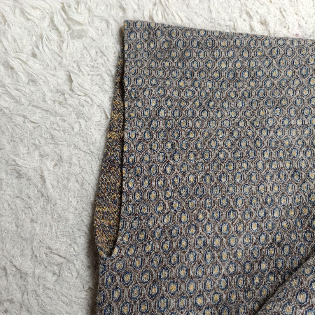 45R　ウールポンチョ　ラビットファー　ケープ　総柄　フリーサイズ