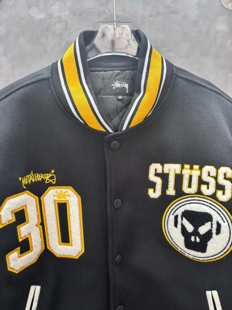 STÜSSY スタジャン ブラック/ホワイト Lサイズ