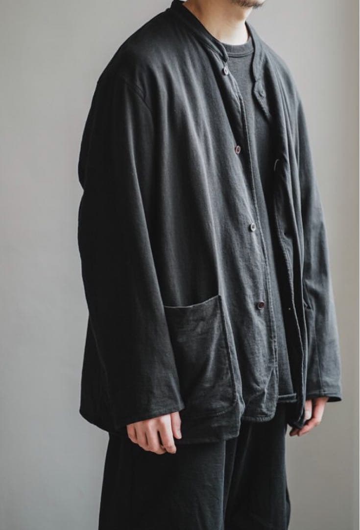COMOLI コットンジャージー スタンドカラージャケット フェードブラック