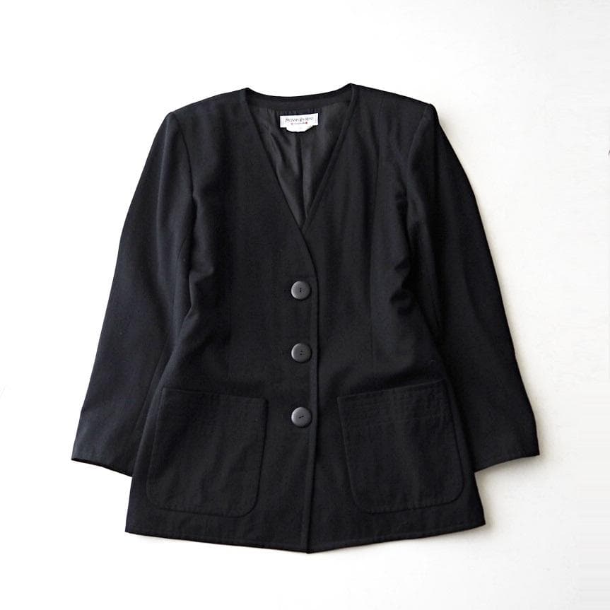 希少 YSL イヴサンローラン リブゴーシュ フランス製 ノーカラージャケット