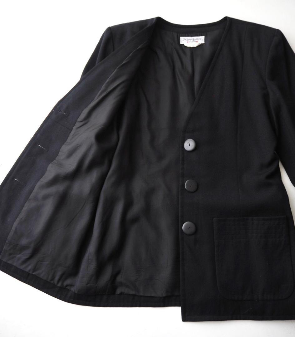 希少 YSL イヴサンローラン リブゴーシュ フランス製 ノーカラージャケット