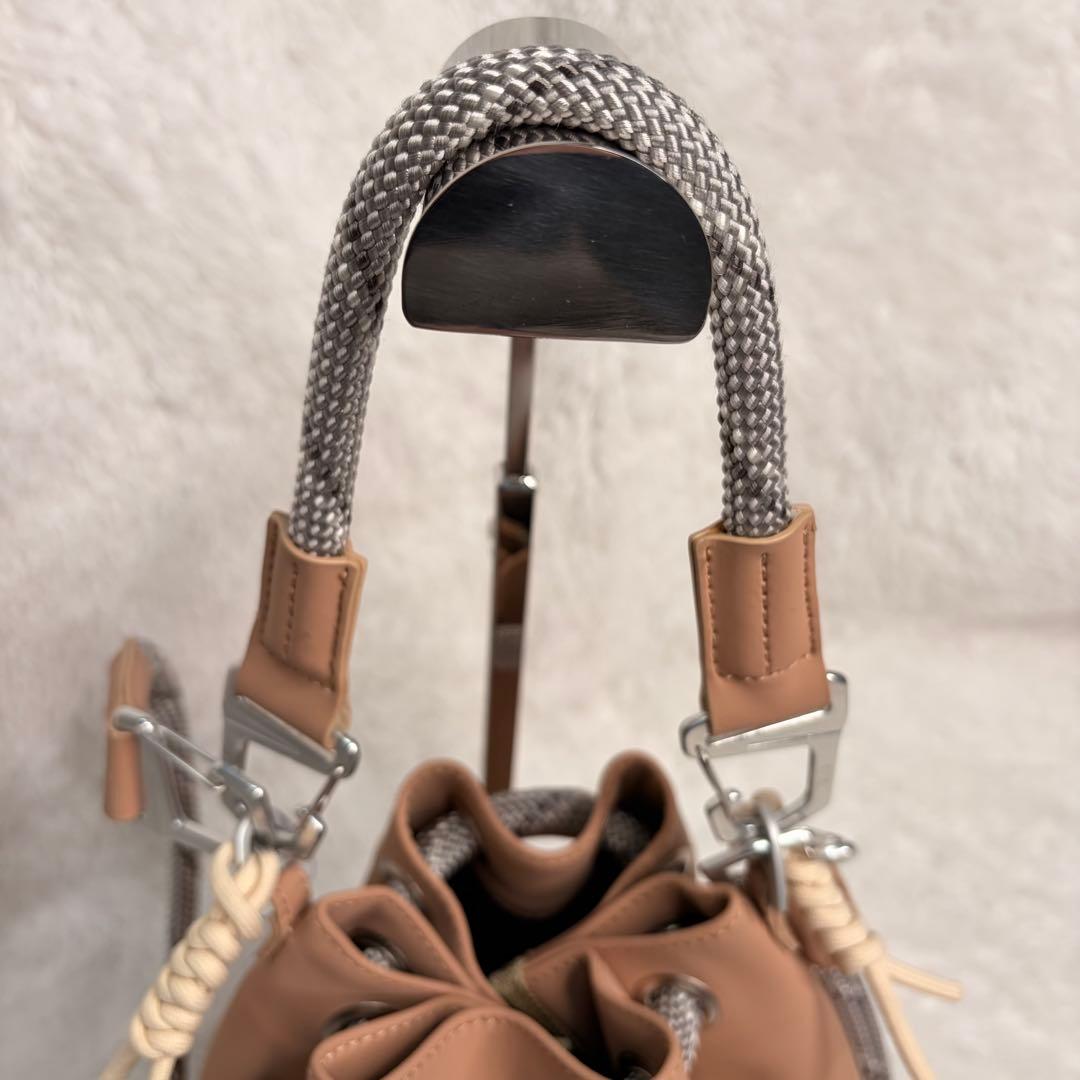 F/CEエフシーイー テックレザー 撥水加工ドローストリングバッグ　ベージュ