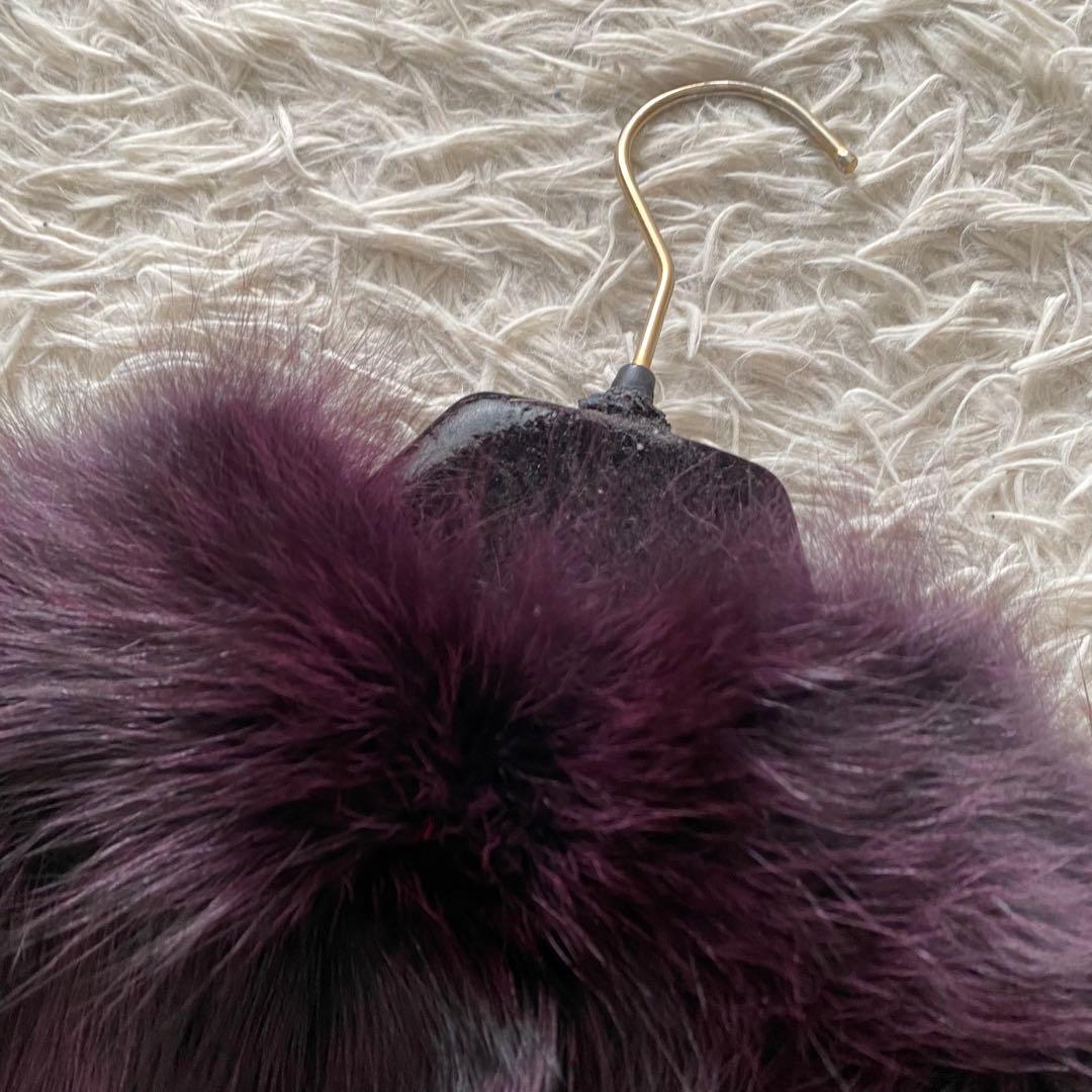 未使用級 エンバ 希少パープル染め ブルーフォックス 毛皮ベスト ジレ 羽織