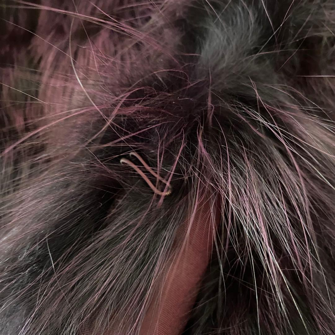 未使用級 エンバ 希少パープル染め ブルーフォックス 毛皮ベスト ジレ 羽織