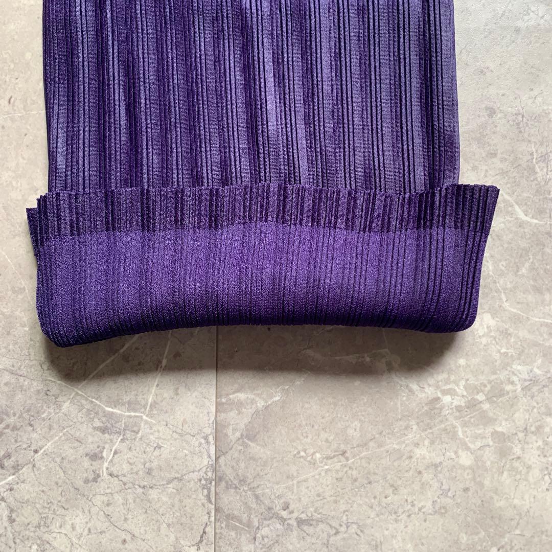 プリーツプリーズ　イッセイミヤケ　ネックウォーマー　　オーチューブ 紫　美品