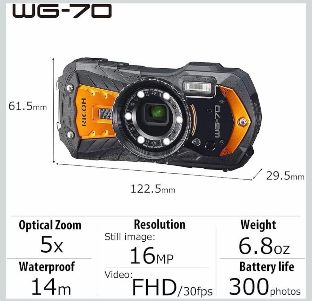 RICOH WG-70 メモリー16GBデジタルカメラ