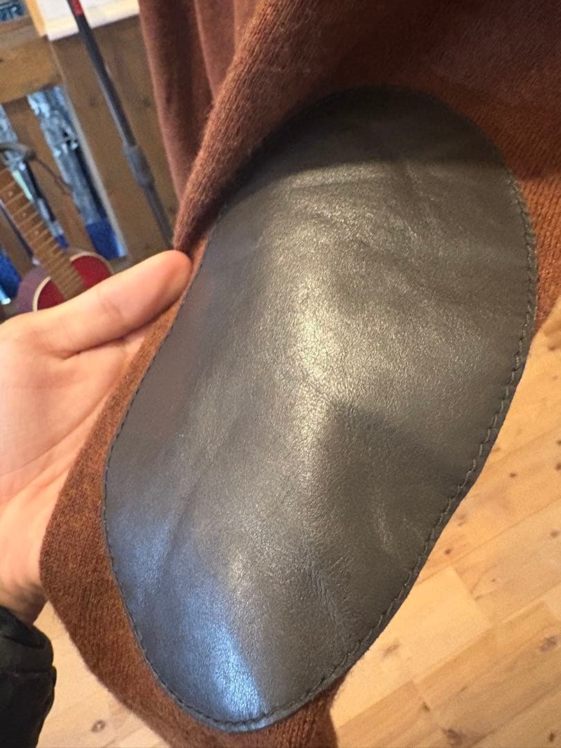 maison margiela セーター　ブラウン　エルボーパッチ