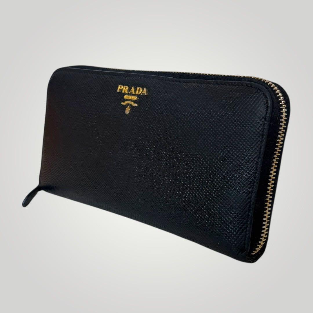 極美品✨ PRADA プラダ サフィアーノ 長財布 ラウンドジップ