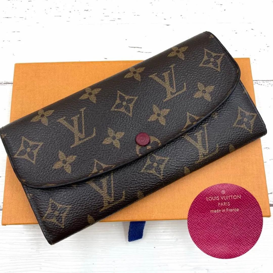 ルイヴィトン モノグラム ポルトフォイユ エミリー フューシャ 箱付