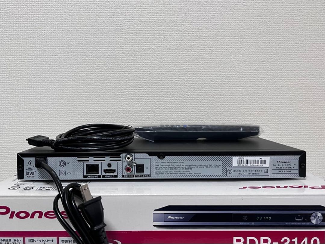 美品　新品リモコン　パイオニア　ブルーレイプレイヤー　BDP-3140-K