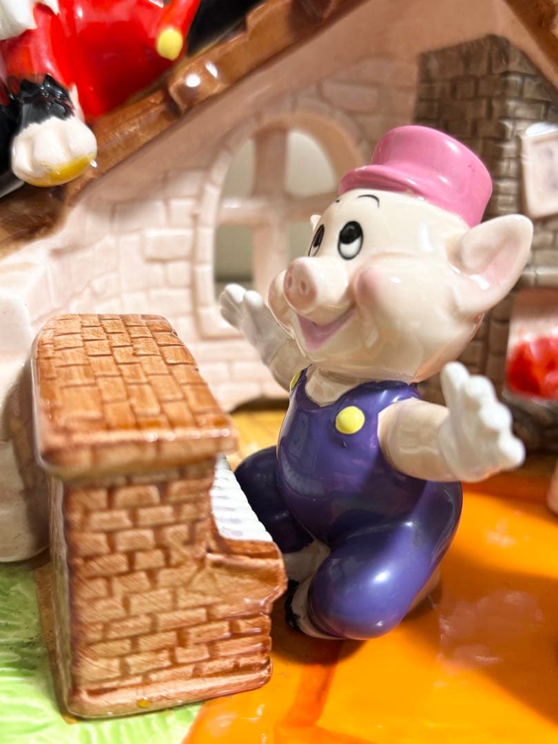 レトロ★ 三匹の子ぶた 陶器 オルゴール ディズニー
