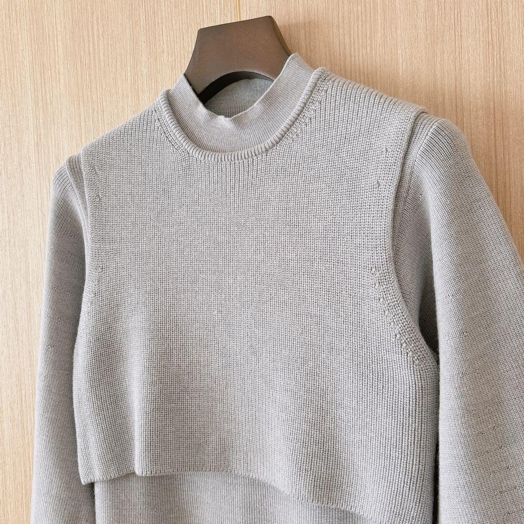 【1190】アナイ　メリノウールアンサンブルニット　ワンピース　ライトグレー