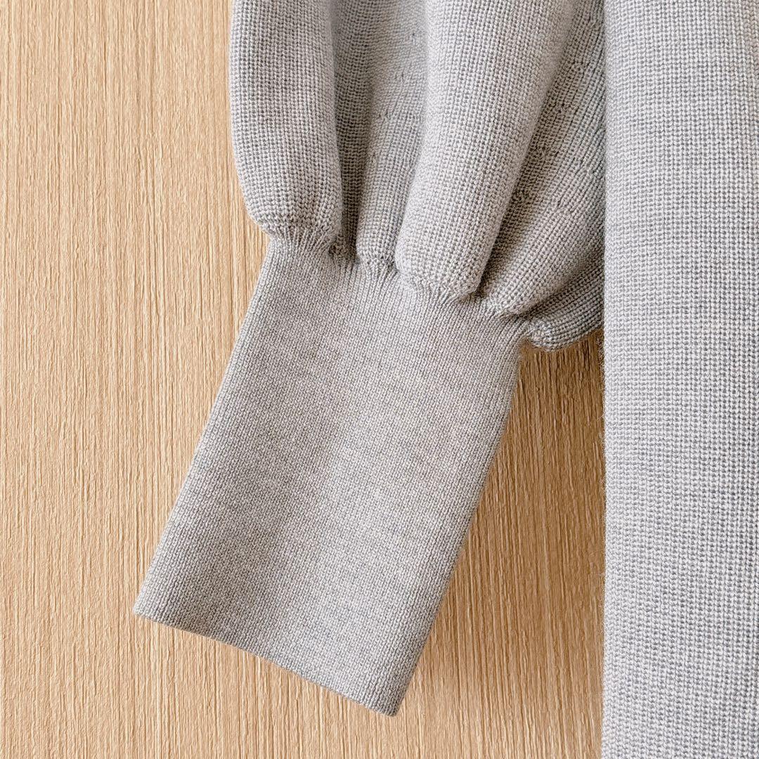 【1190】アナイ　メリノウールアンサンブルニット　ワンピース　ライトグレー