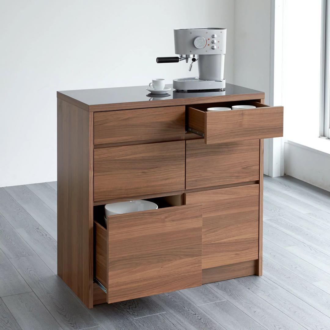 ウォールナット キッチンカウンター 収納力抜群