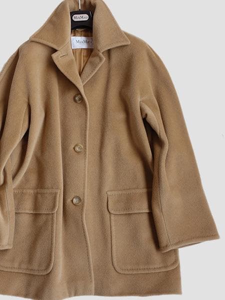 MaxMara■マックスマーラカシミアウールショートコート■白タグ■40キャメル
