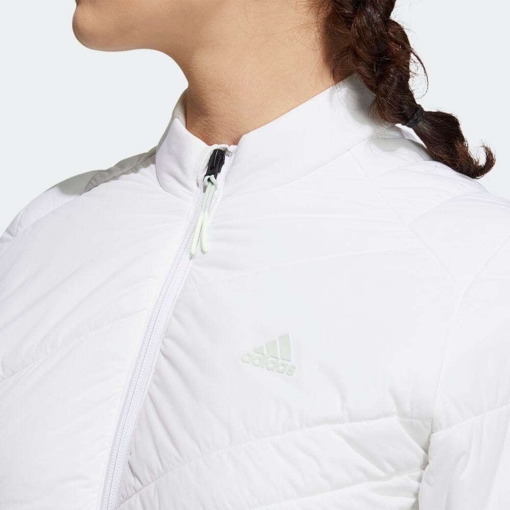 【L】秋冬 アディダス ゴルフ 保温 キルティング 中綿セットアップ 白