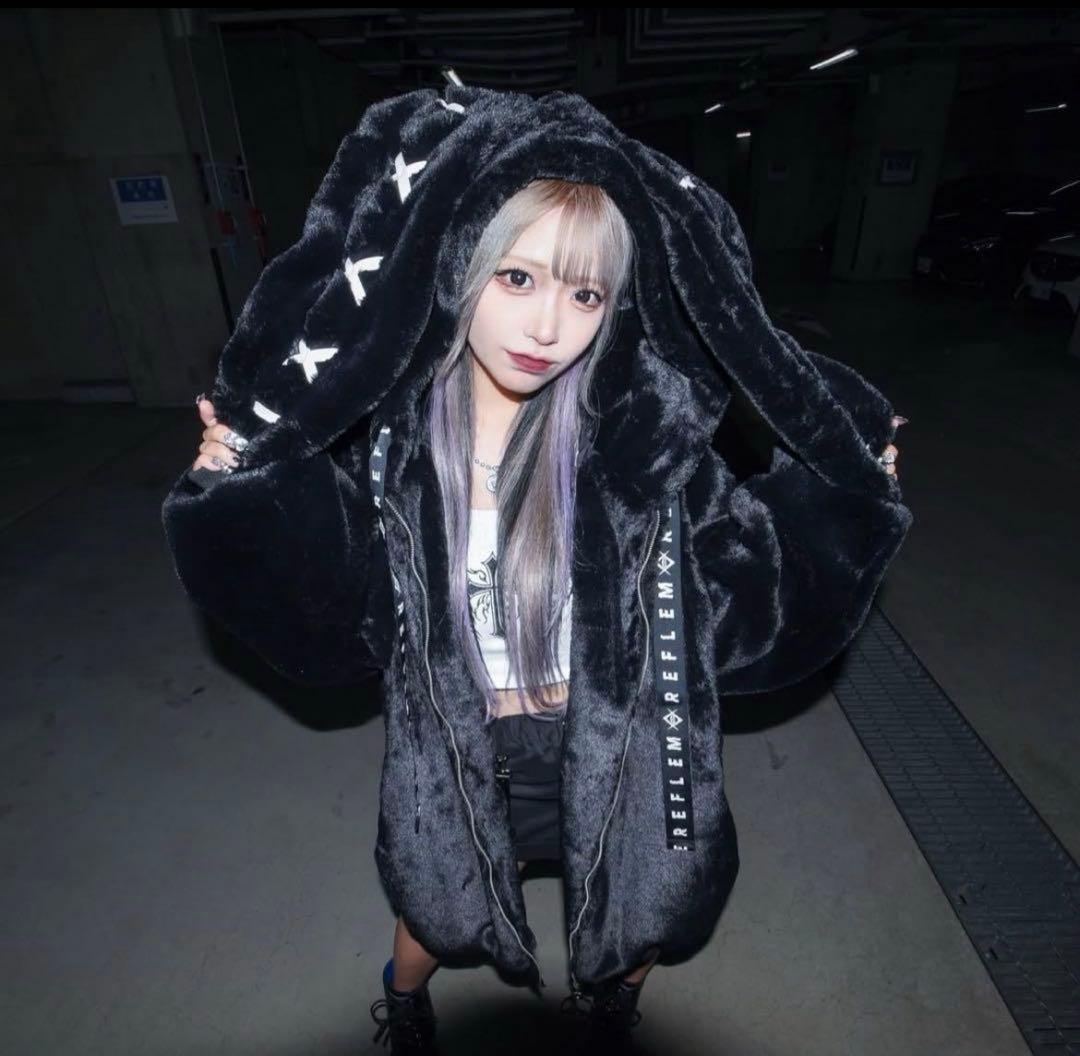 ♡ REFLEM レフレム うさ耳ファーパーカー 黒 ♡