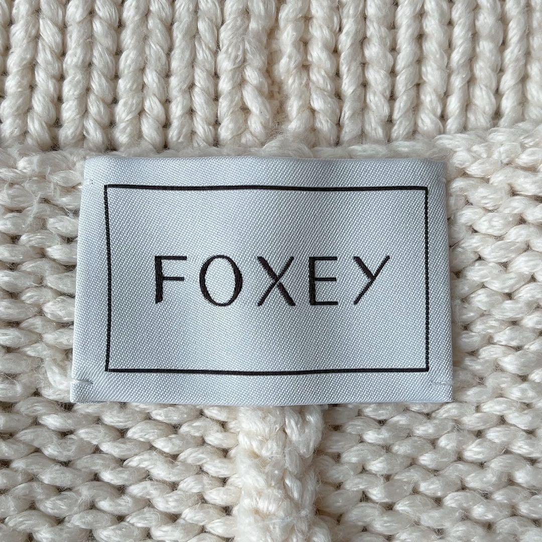 フォクシー ロングカーディガン ウイングカラー アイボリーエンジェルヘアコットン