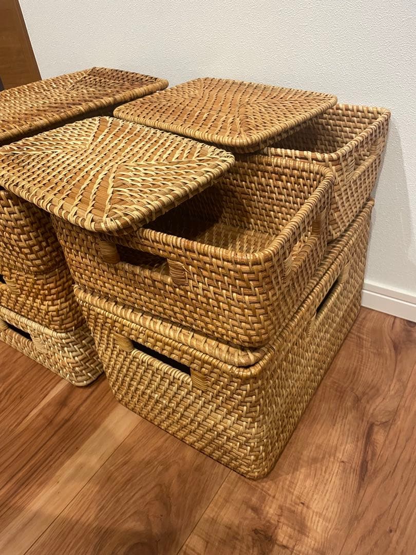 ＲINAKKO様ご検討中　重なるラタンバスケット　無印　ニトリ　収納