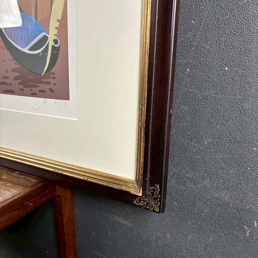 北吉晃「Voyage～」シルクスクリーン 直筆サイン入り お洒落な額装 フランス