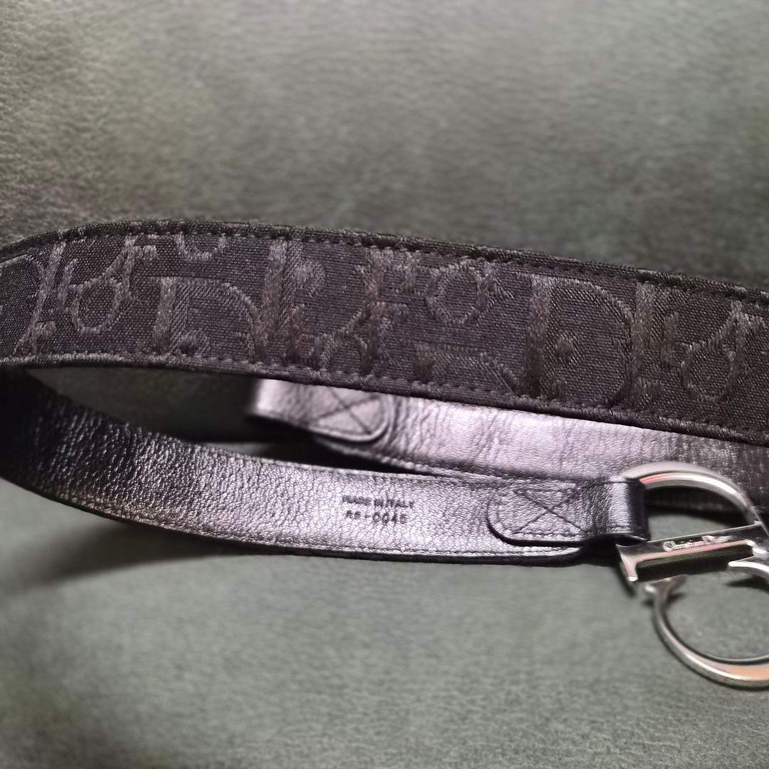 Christian Dior CDバックル トロッタージャガード ベルト 黒