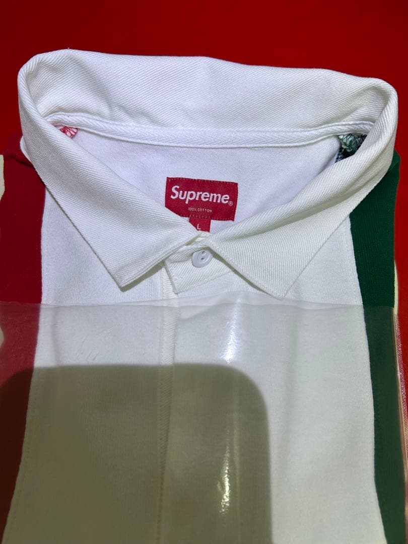 Supreme Split Rugby ラガーシャツ 赤緑長袖