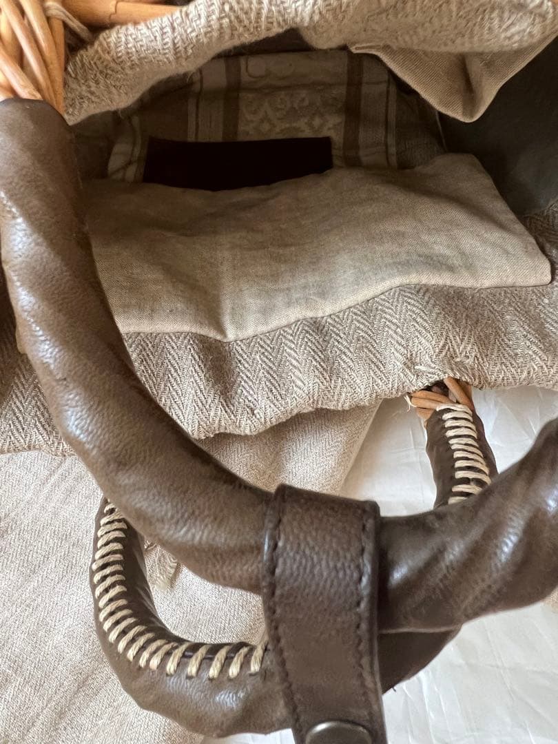 大容量 籐製かごバッグ ベージュ系