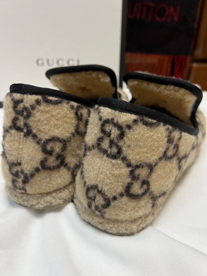 【正規品】GUCCI グッチ　ホースビット　スリッポン　ローファーウールGG柄