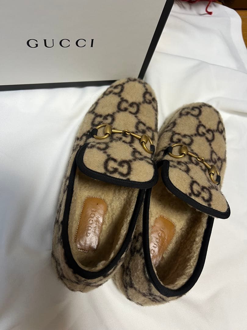【正規品】GUCCI グッチ　ホースビット　スリッポン　ローファーウールGG柄
