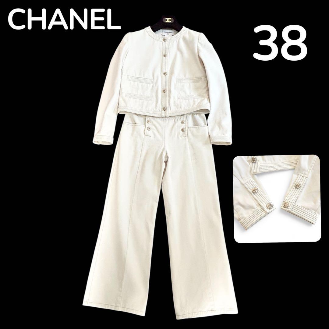 【希少❤︎美品】CHANEL ココボタン　パンツ　セットアップ　白 38