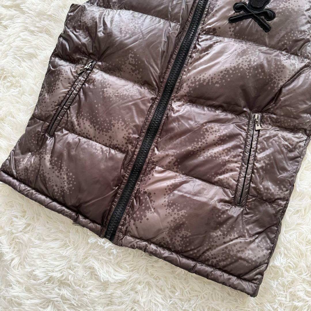 【マークアンドロナ】ダウンベスト　フード　茶色　Mサイズ　スカル