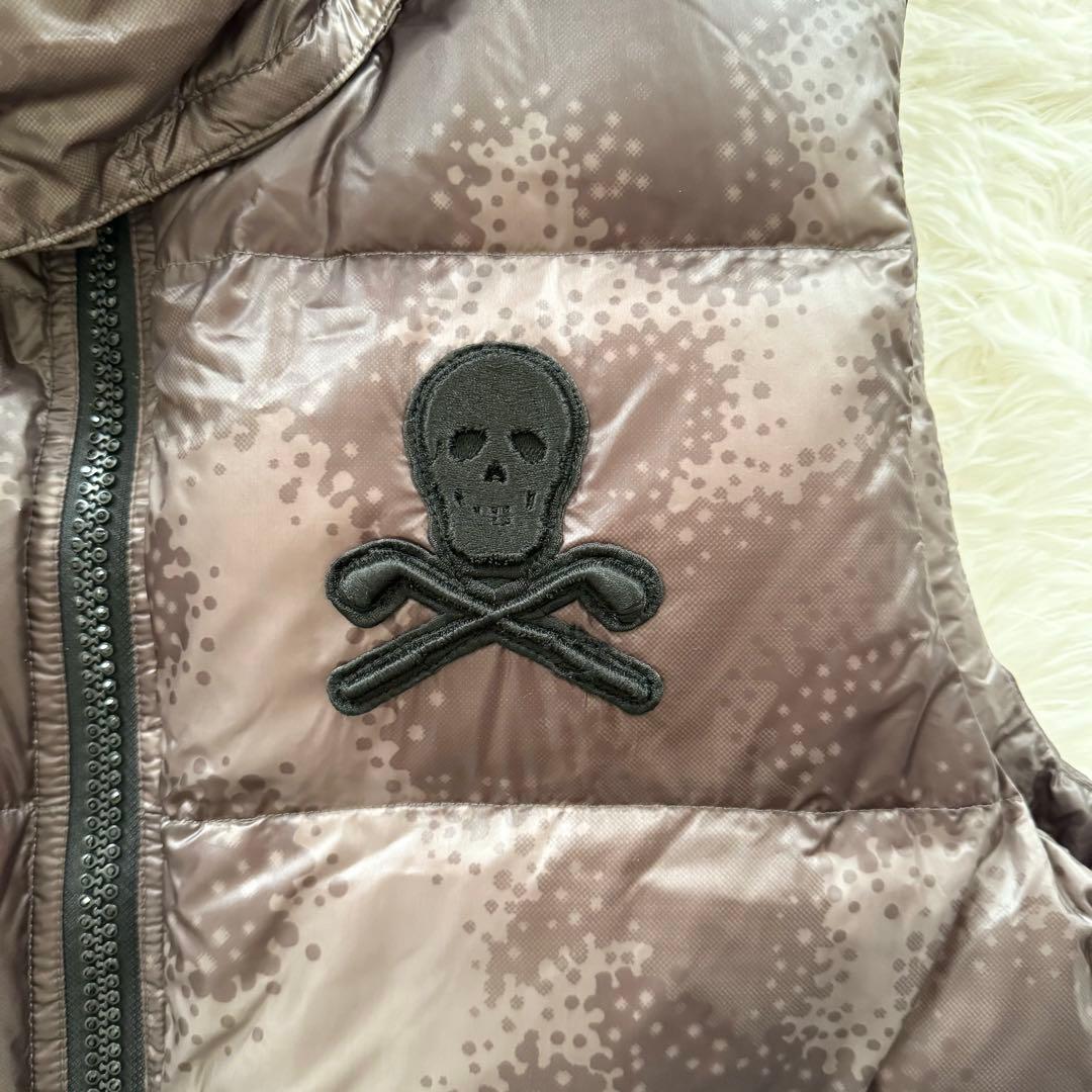 【マークアンドロナ】ダウンベスト　フード　茶色　Mサイズ　スカル