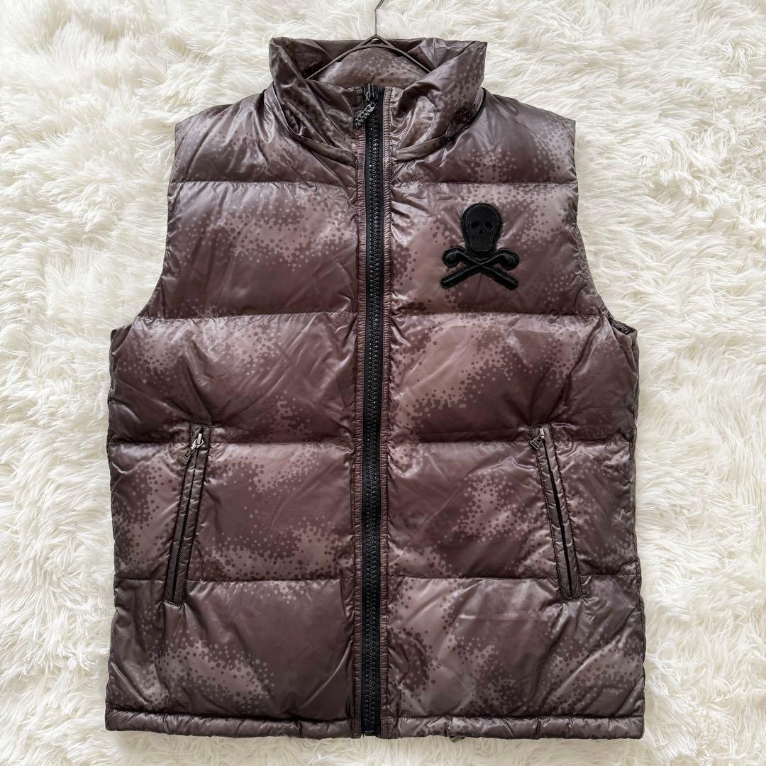 【マークアンドロナ】ダウンベスト　フード　茶色　Mサイズ　スカル