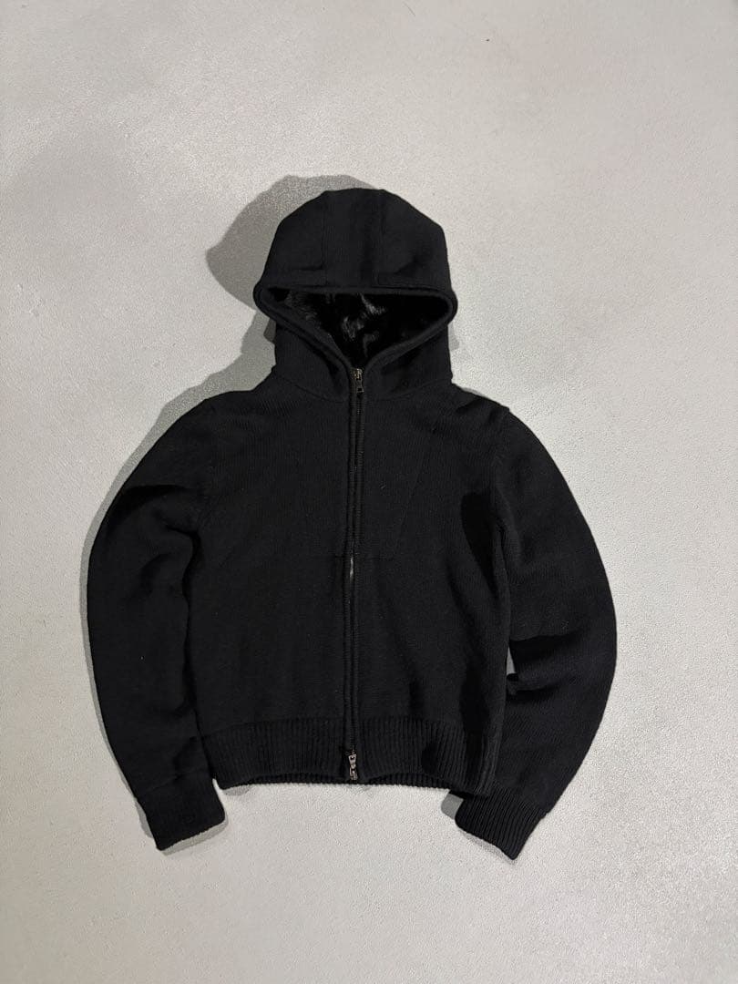 トップス PRADA SPORT fur knit hoodie black