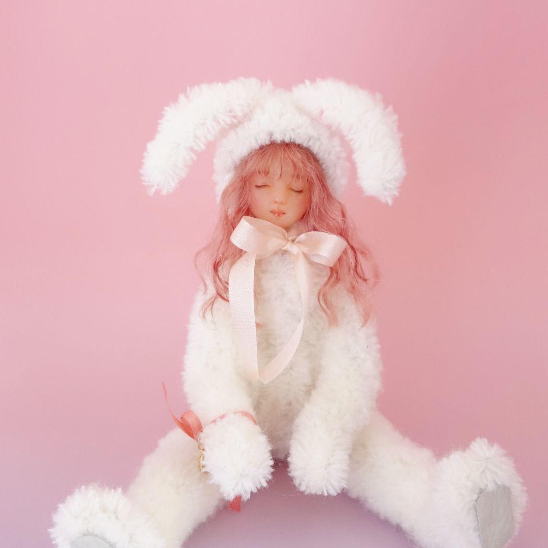 ■うさぎ着ぐるみドール■ アートドール 創作人形 樹脂粘土 ハンドメイド