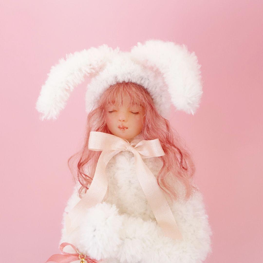 ■うさぎ着ぐるみドール■ アートドール 創作人形 樹脂粘土 ハンドメイド