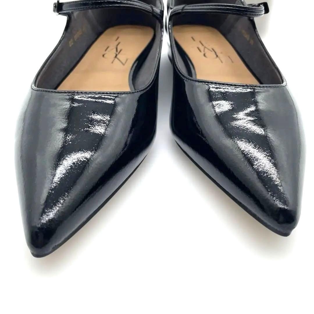 LE TALON ルタロンメリージェーンポインテッドトゥー黒エナメル24cm美品