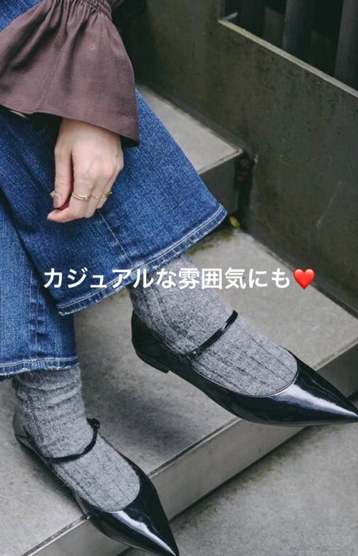 LE TALON ルタロンメリージェーンポインテッドトゥー黒エナメル24cm美品