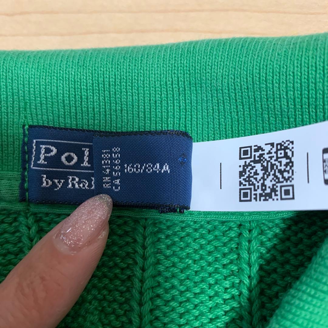 【美品】POLO ラルフローレン　ケーブルニットクロップドポロシャツ