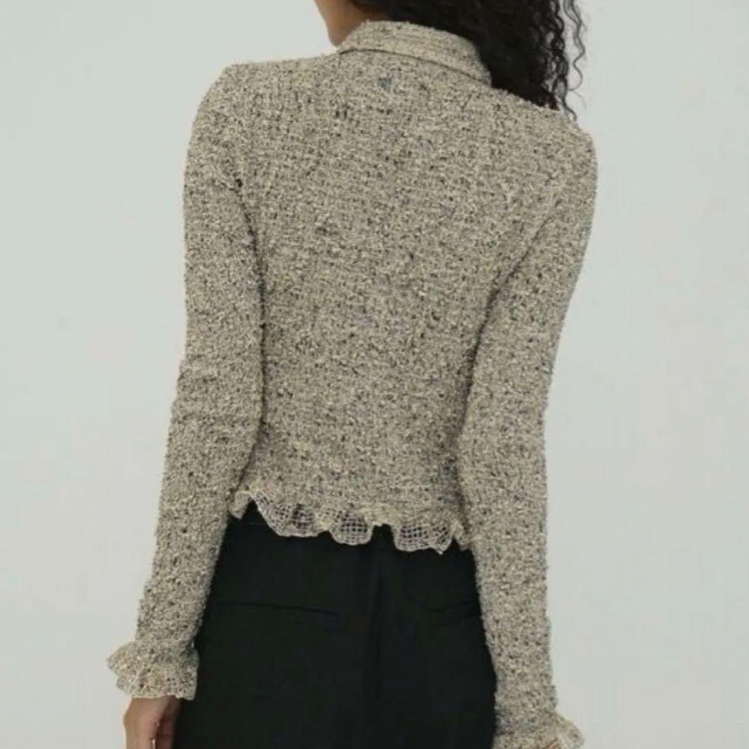 CLANE MIX MESH GATHER SHIRT アイボリー　サイズ2